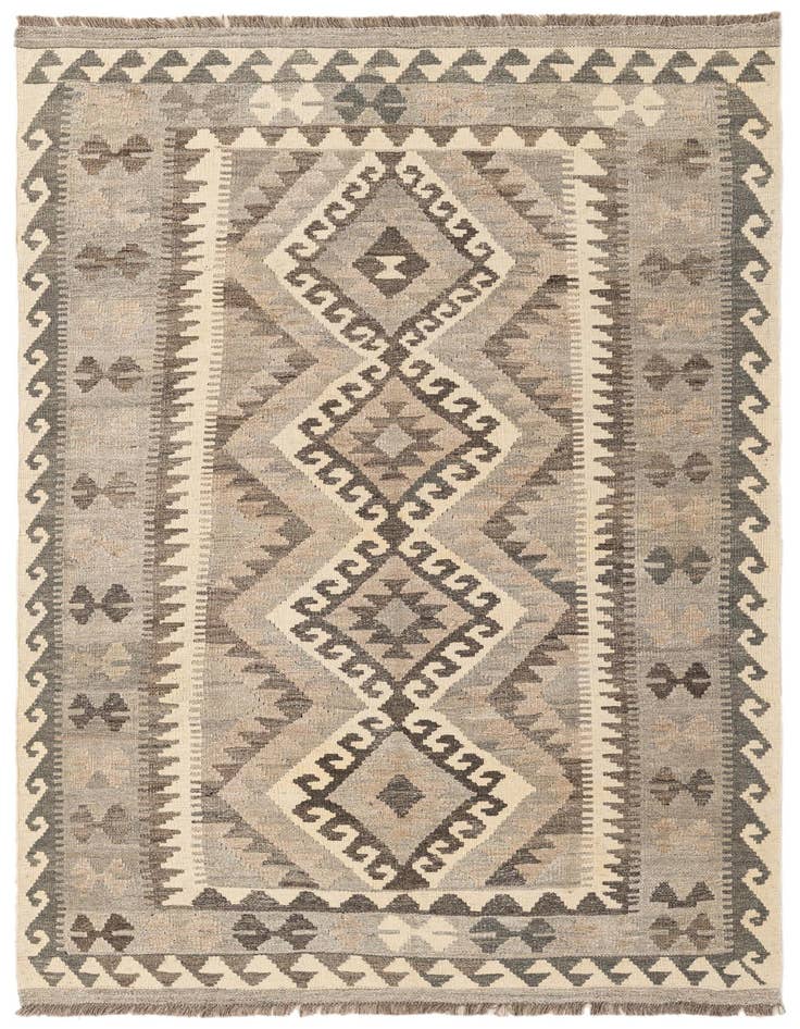 Detail image of 4' x 6' 1 Hand Woven Kilim Maymana Wool Rug
