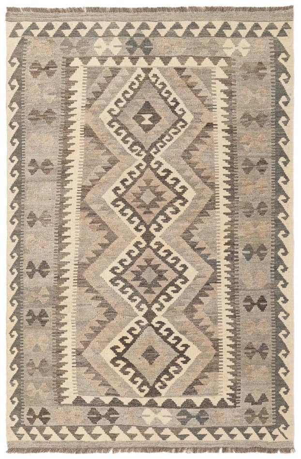 Detail image of 4' x 6' 1 Hand Woven Kilim Maymana Wool Rug