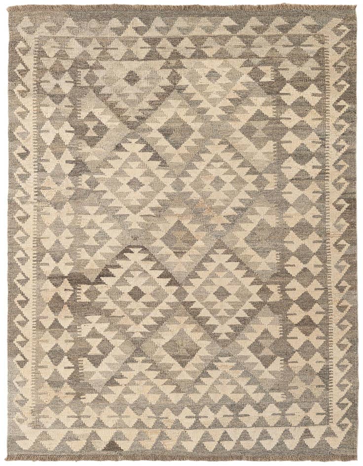Detail image of 4' 2 x 6' Hand Woven Kilim Maymana Wool Rug