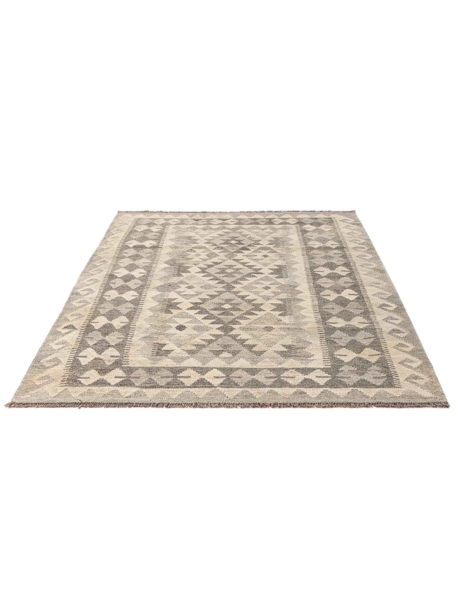 4' 1 x 5' 11 Hand Woven Kilim Maymana Wool Rug