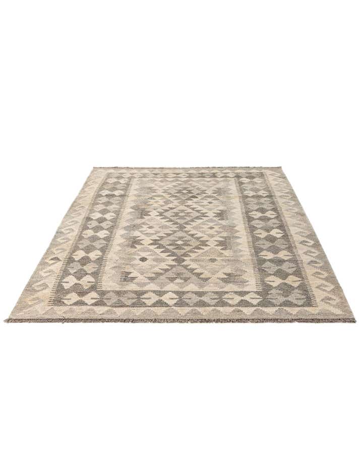 4' 1 x 5' 11 Hand Woven Kilim Maymana Wool Rug