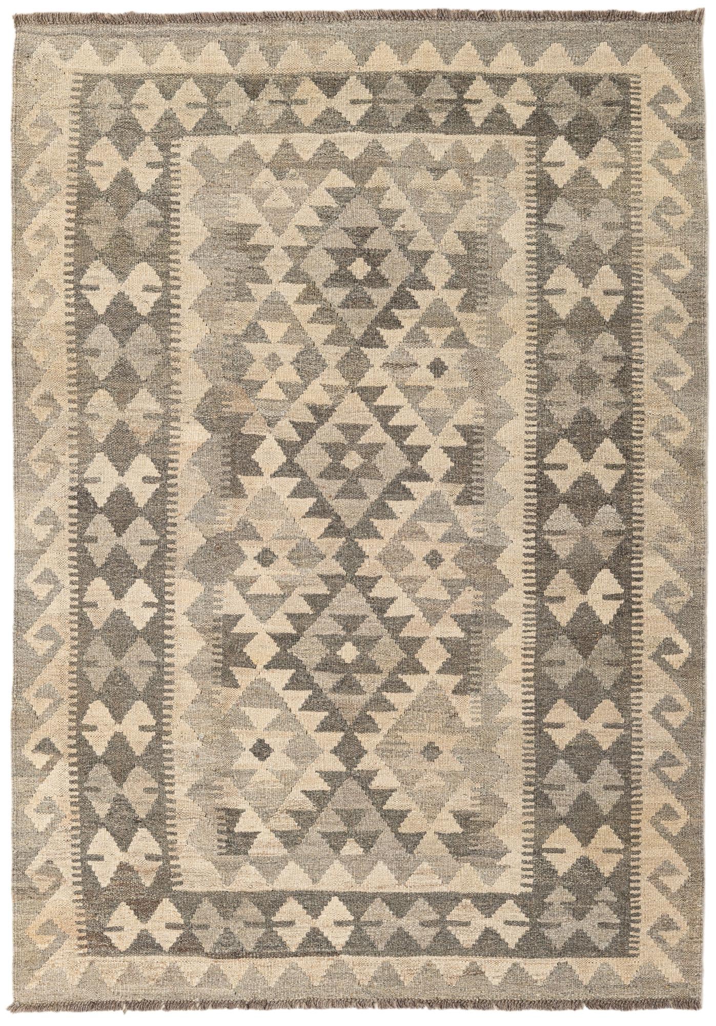 4' 1 x 5' 11 Hand Woven Kilim Maymana Wool Rug