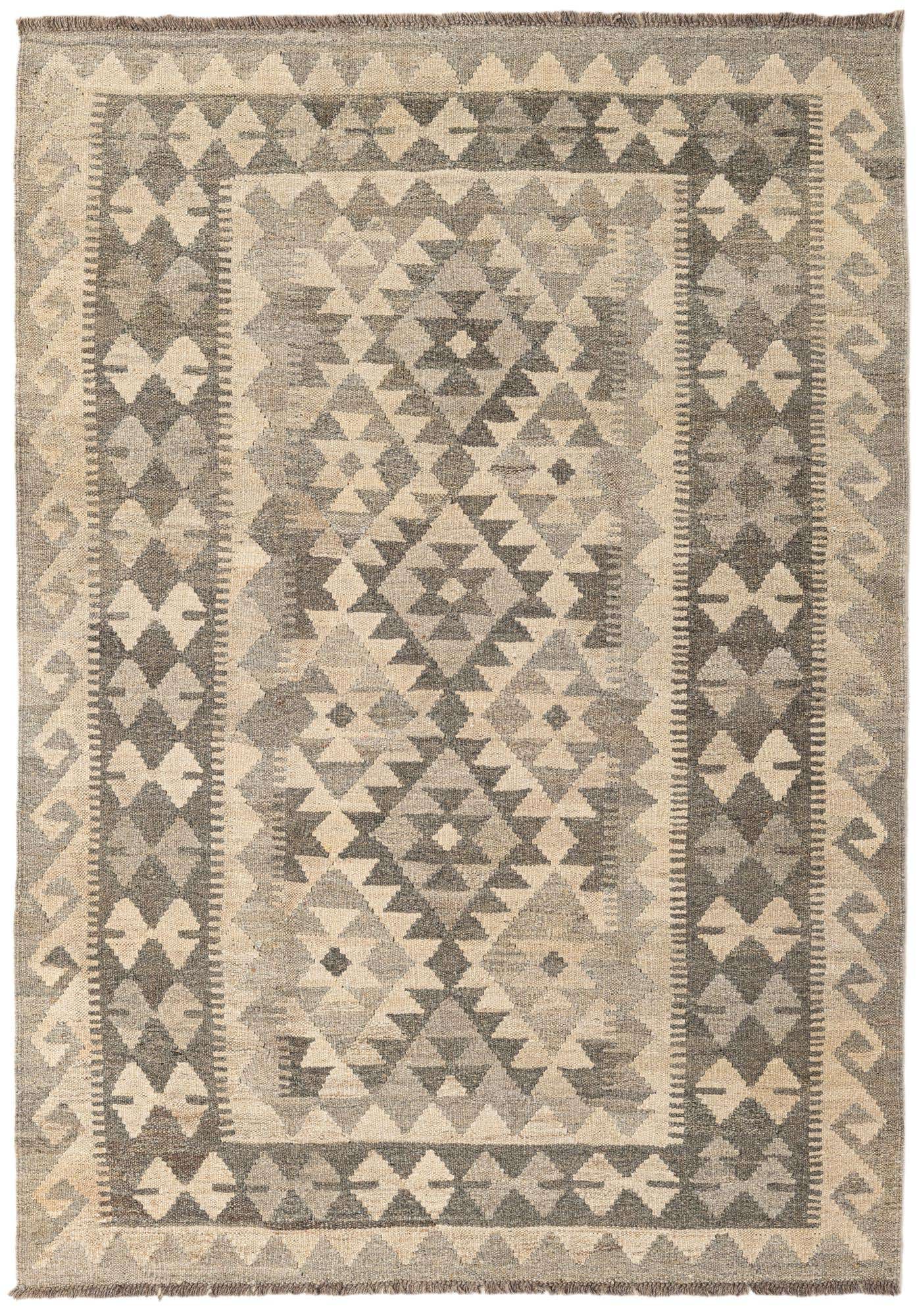 4' 1 x 5' 11 Hand Woven Kilim Maymana Wool Rug