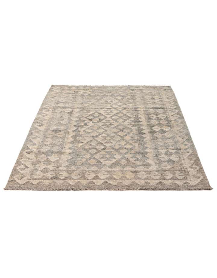 4' x 6' 1 Hand Woven Kilim Maymana Wool Rug