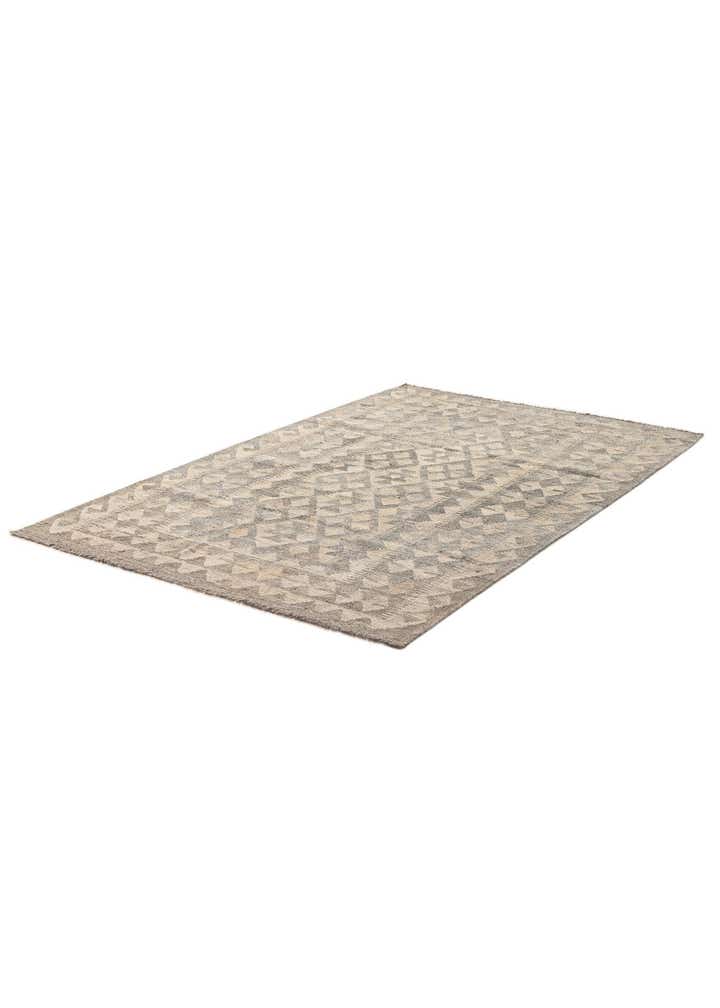 4' x 6' 1 Hand Woven Kilim Maymana Wool Rug