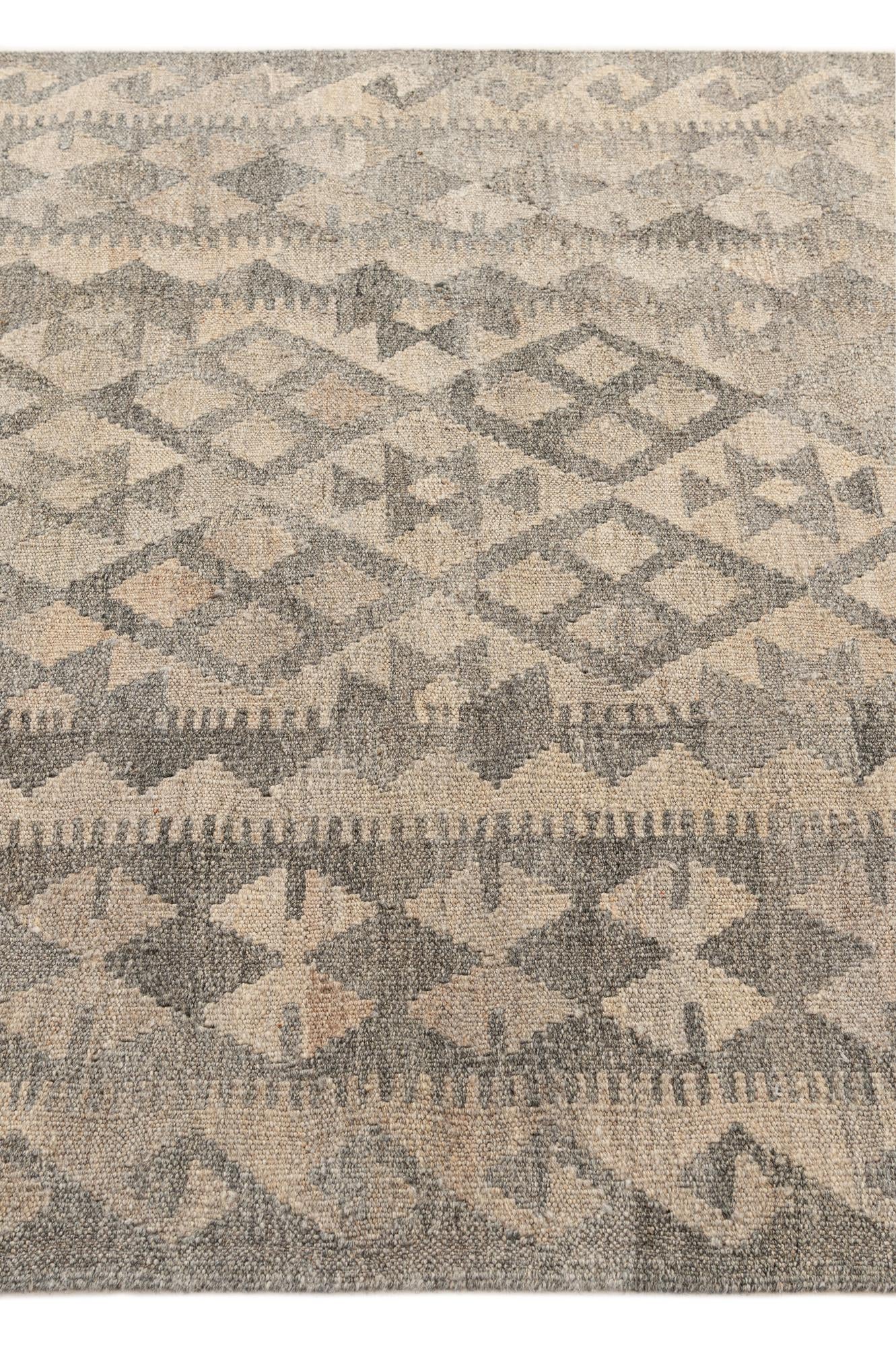 4' x 6' 1 Hand Woven Kilim Maymana Wool Rug