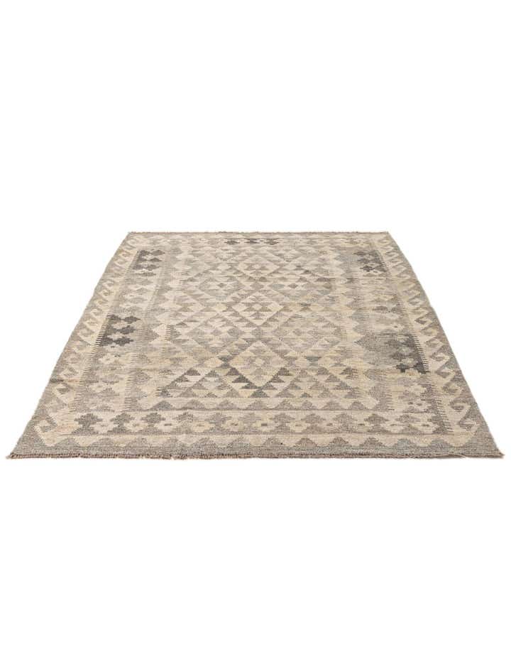 4' 1 x 6' Hand Woven Kilim Maymana Wool Rug