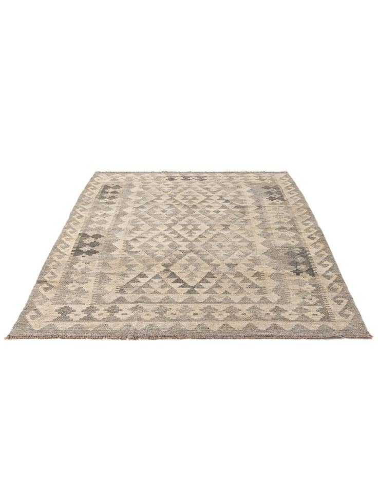 Detail image of 4' 1 x 6' Hand Woven Kilim Maymana Wool Rug