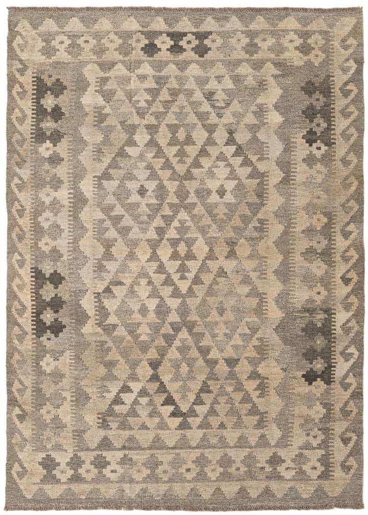 4' 1 x 6' Hand Woven Kilim Maymana Wool Rug