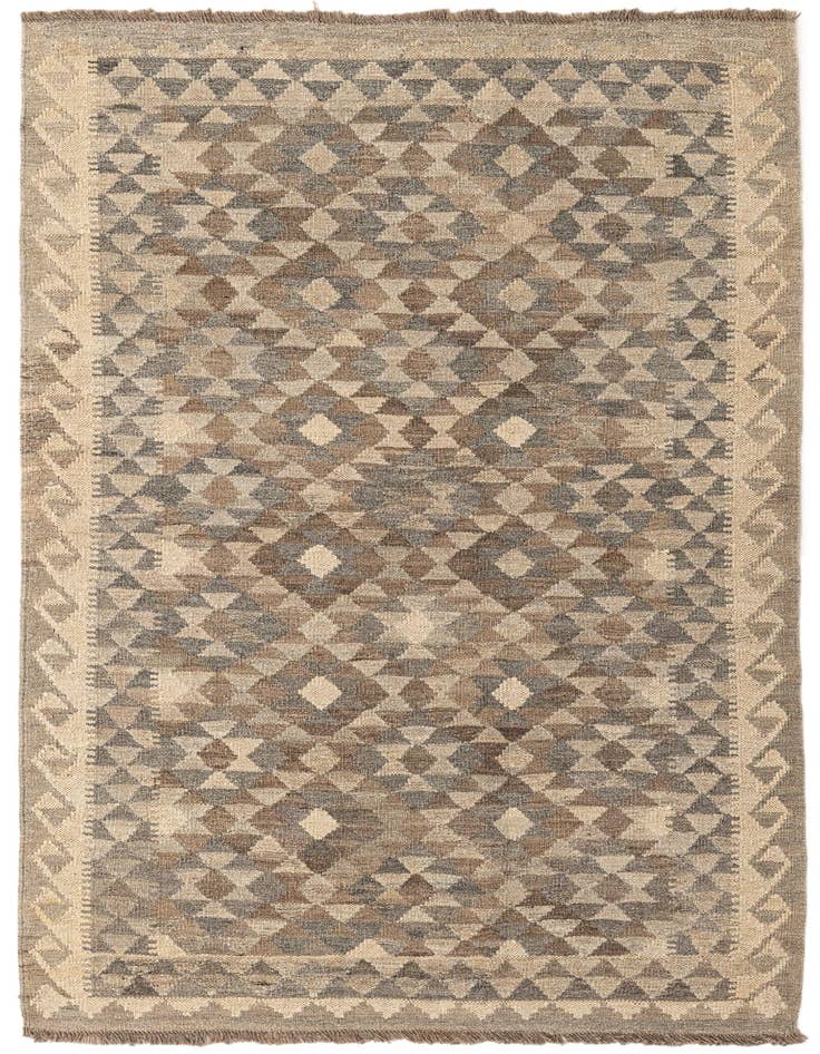 Detail image of 3' 11 x 5' 10 Hand Woven Kilim Maymana Wool Rug