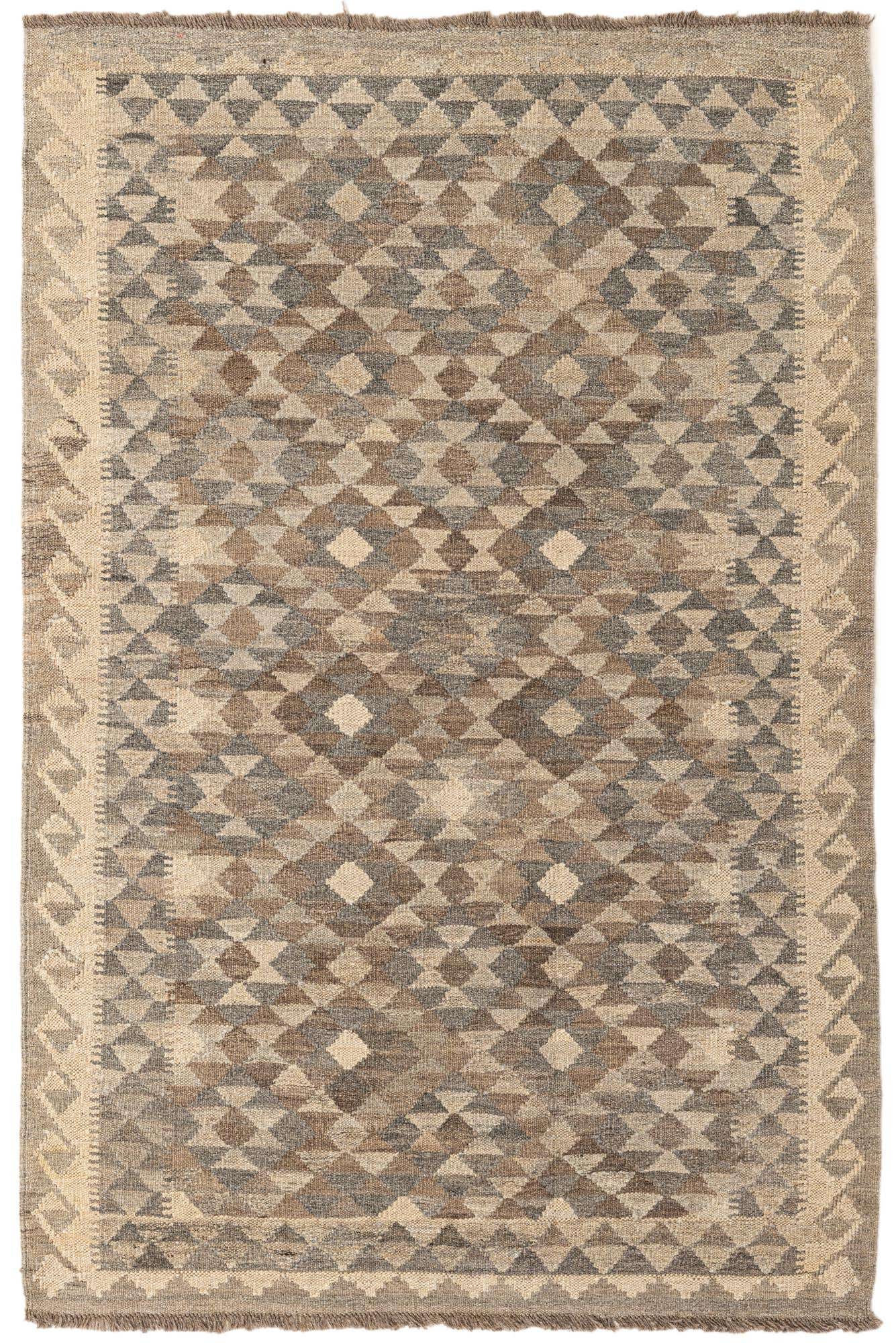 3' 11 x 5' 10 Hand Woven Kilim Maymana Wool Rug