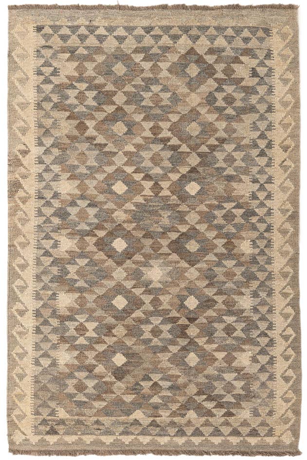 Detail image of 3' 11 x 5' 10 Hand Woven Kilim Maymana Wool Rug