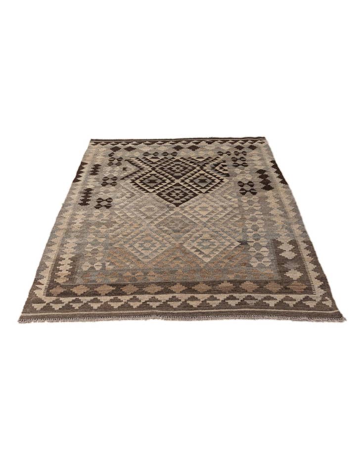 Detail image of 4' 1 x 6' 1  Hand Woven Kilim Maymana Wool Rug