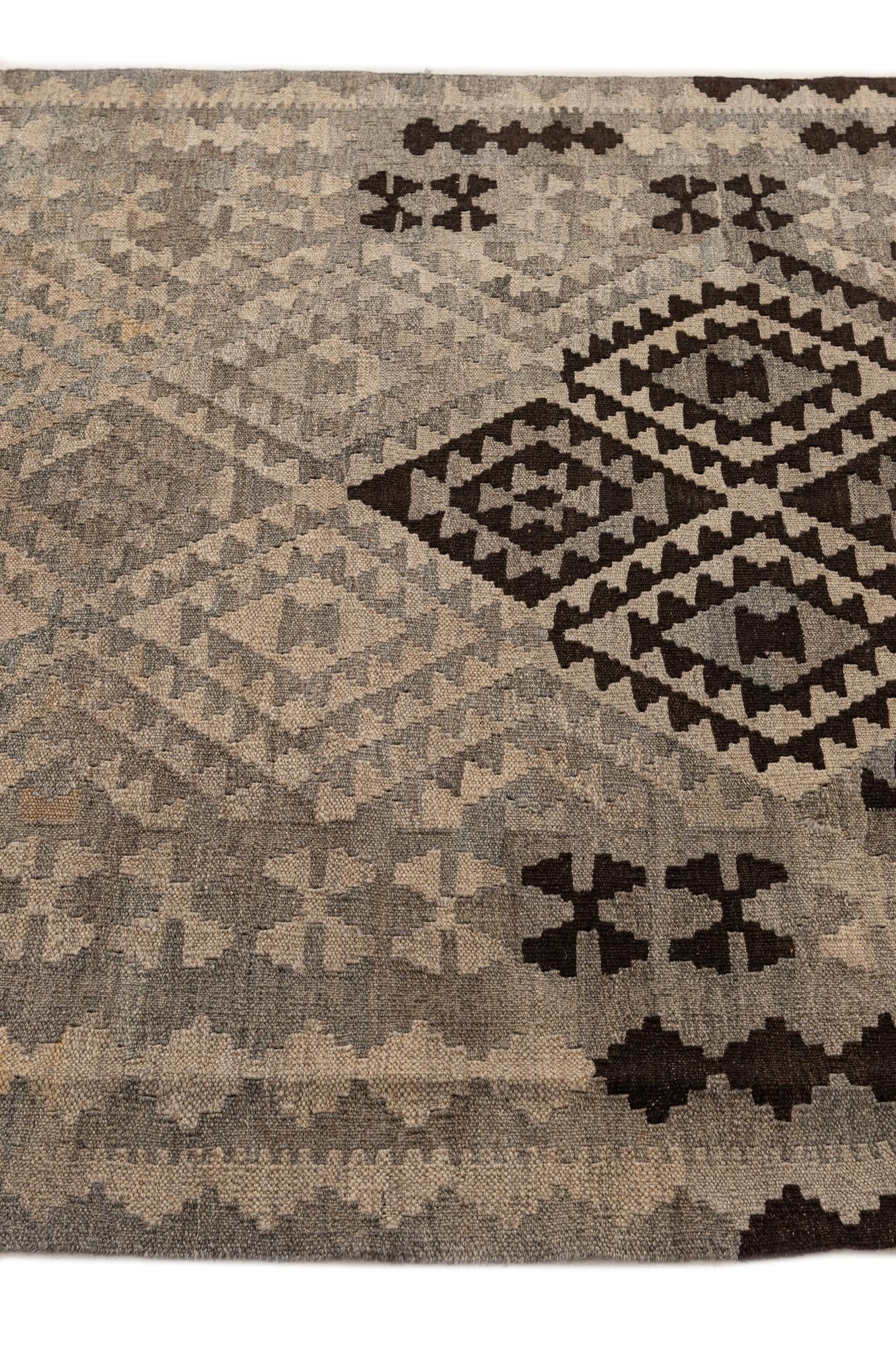 4' 1 x 6' 1 Hand Woven Kilim Maymana Wool Rug
