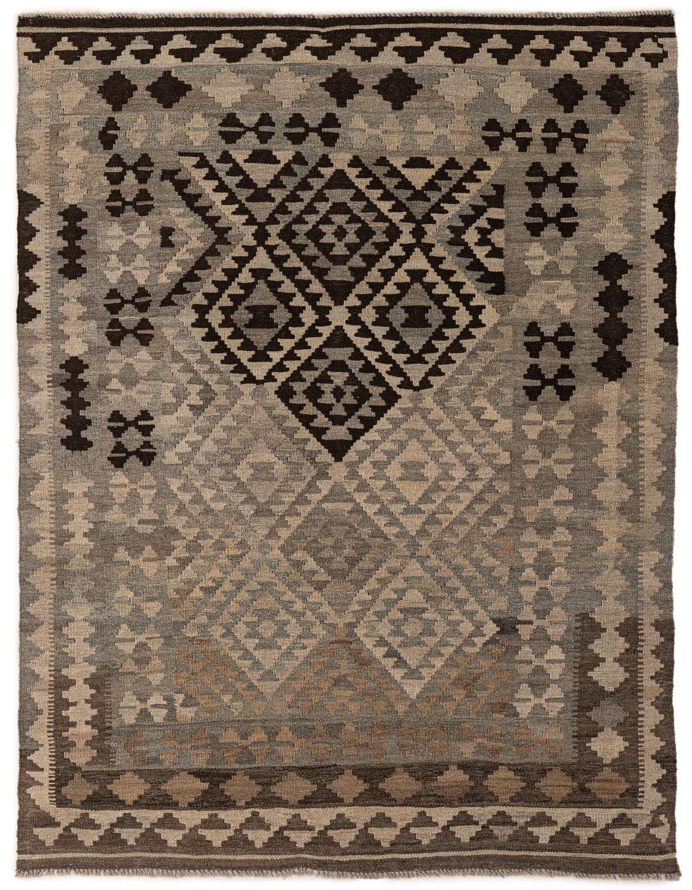 4' 1 x 6' 1 Hand Woven Kilim Maymana Wool Rug