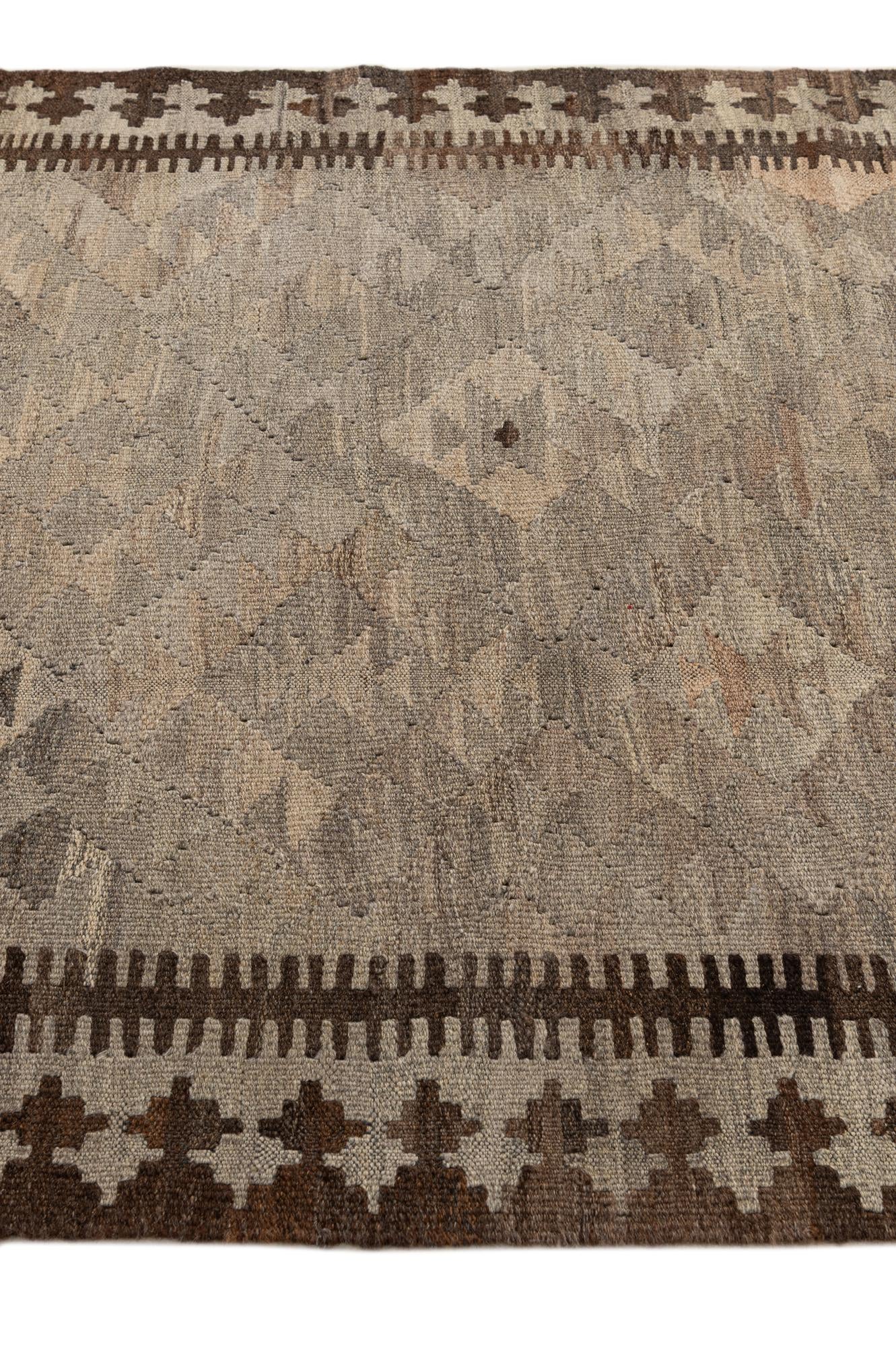 3' 10 x 6' Hand Woven Kilim Maymana Wool Rug