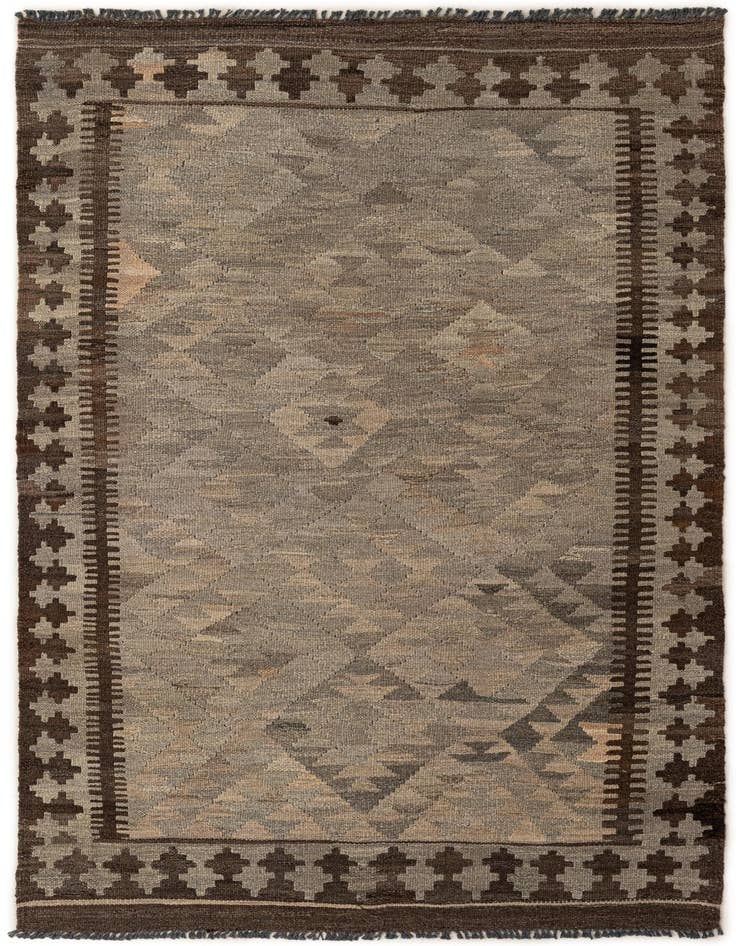 Detail image of 3' 10 x 6' Hand Woven Kilim Maymana Wool Rug