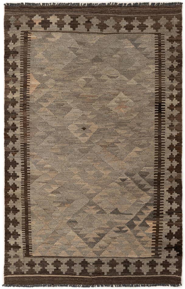Detail image of 3' 10 x 6' Hand Woven Kilim Maymana Wool Rug