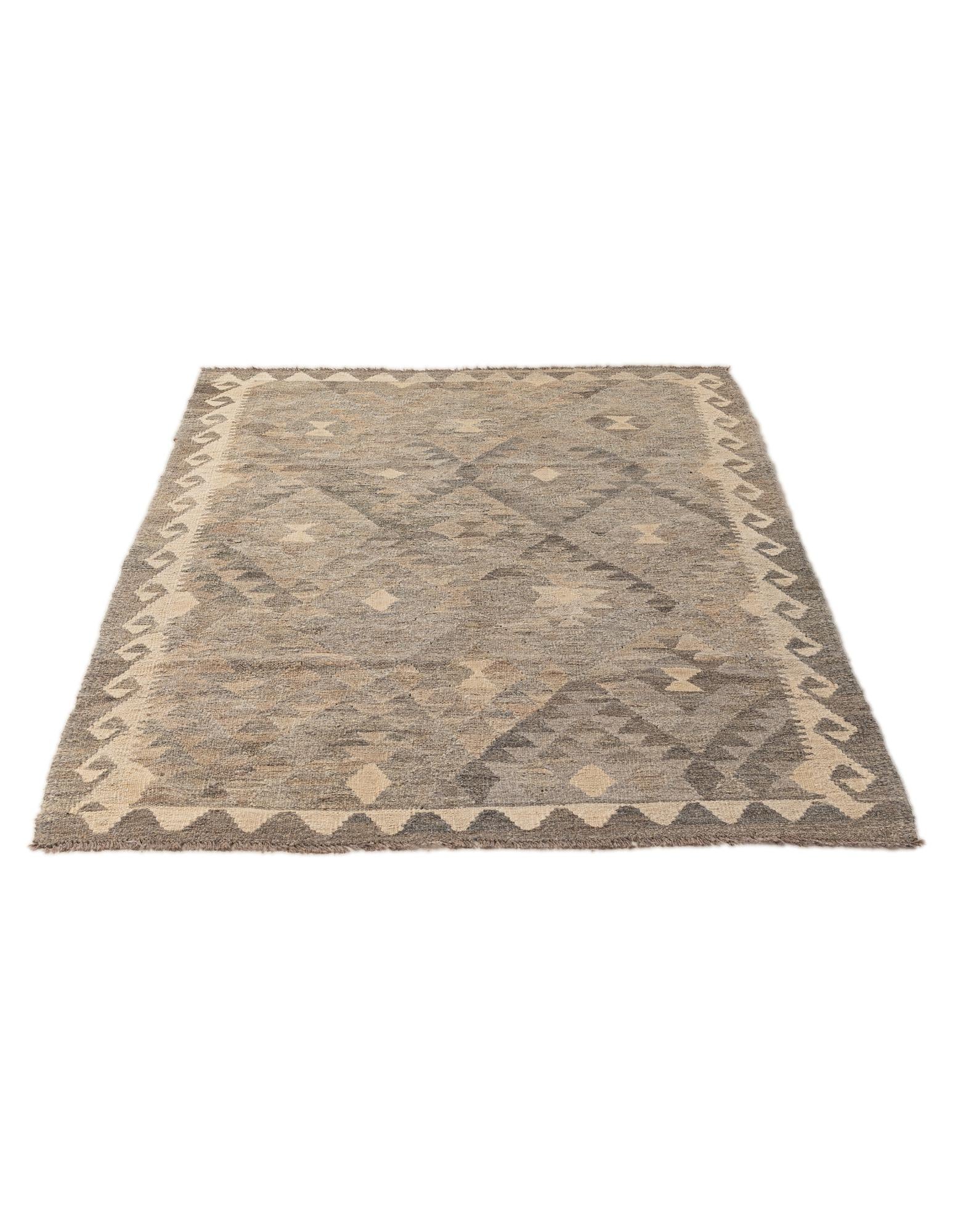 4' 1 x 6' Hand Woven Kilim Maymana Wool Rug