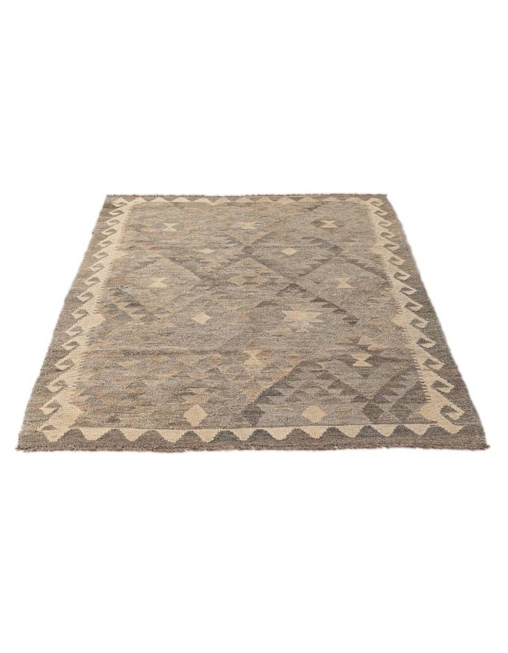 Detail image of 4' 1 x 6' Hand Woven Kilim Maymana Wool Rug
