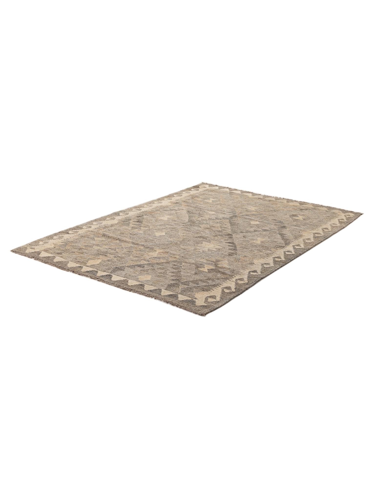 4' 1 x 6' Hand Woven Kilim Maymana Wool Rug