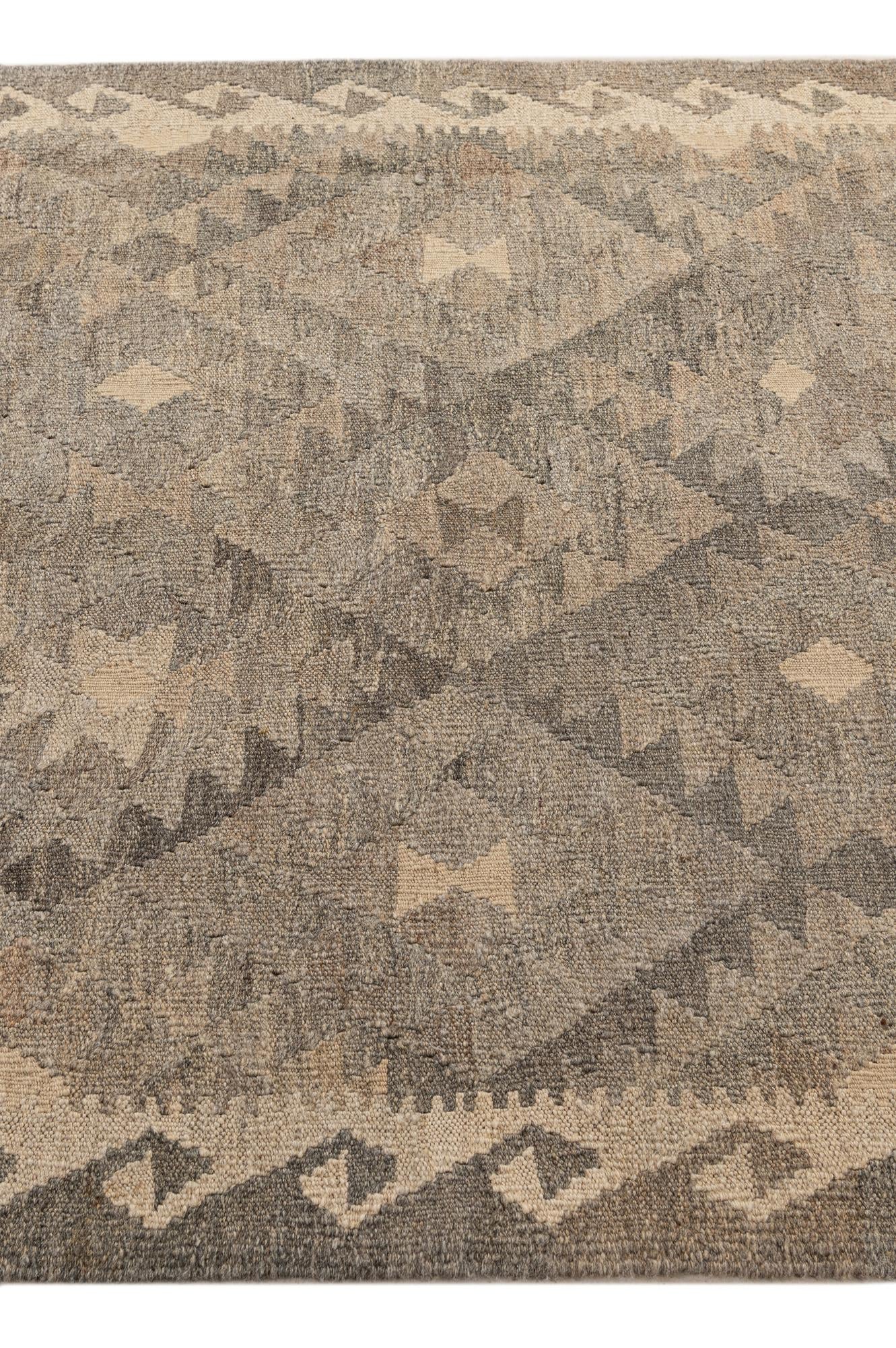 4' 1 x 6' Hand Woven Kilim Maymana Wool Rug