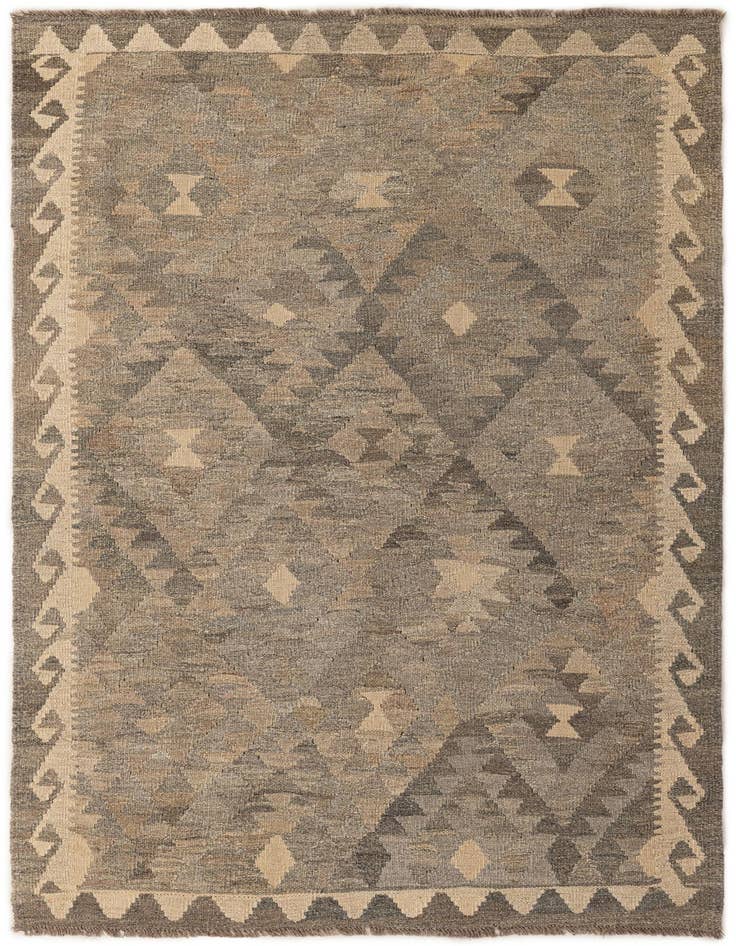 Detail image of 4' 1 x 6' Hand Woven Kilim Maymana Wool Rug