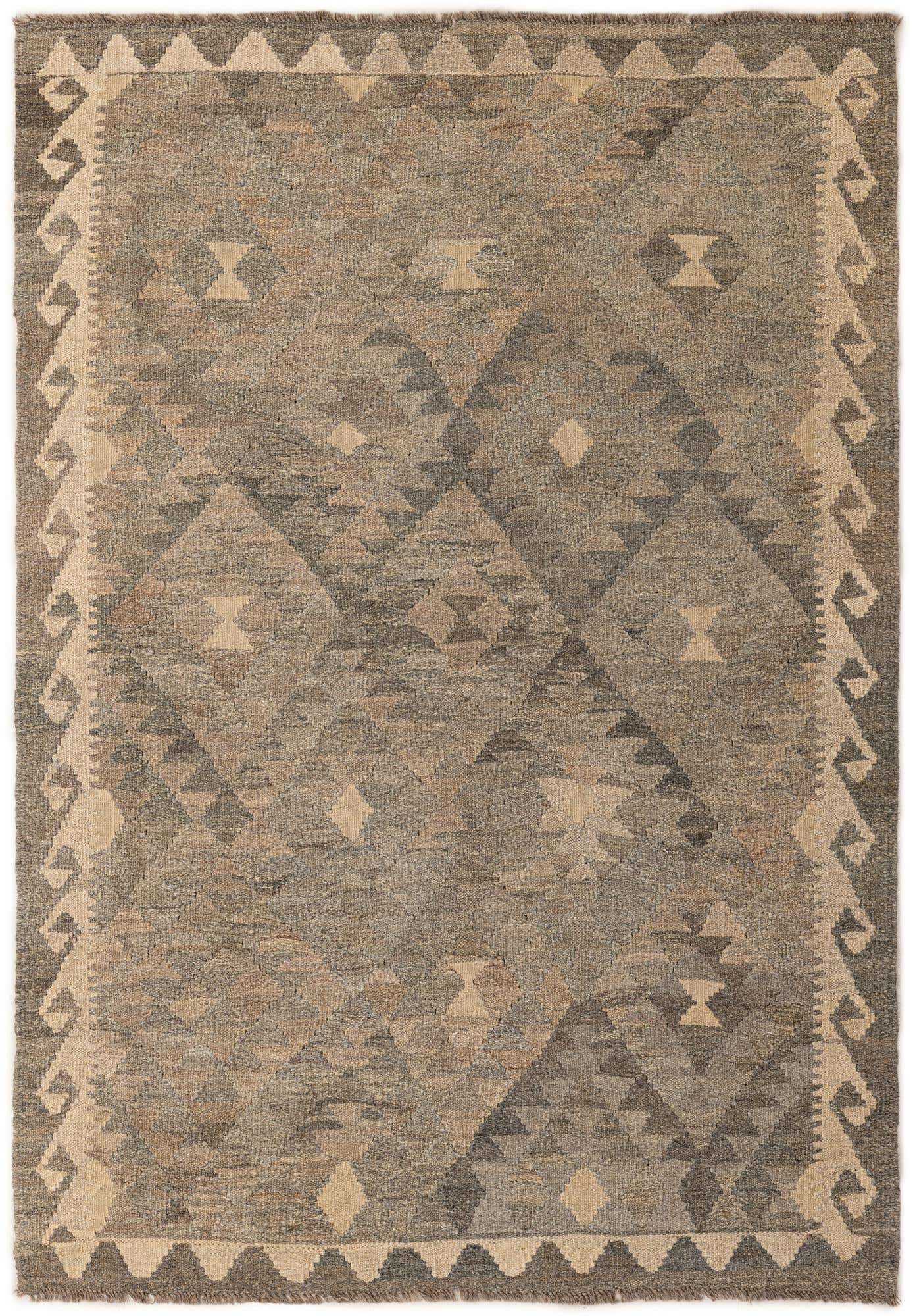 4' 1 x 6' Hand Woven Kilim Maymana Wool Rug