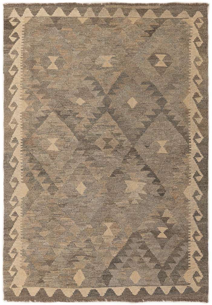 4' 1 x 6' Hand Woven Kilim Maymana Wool Rug