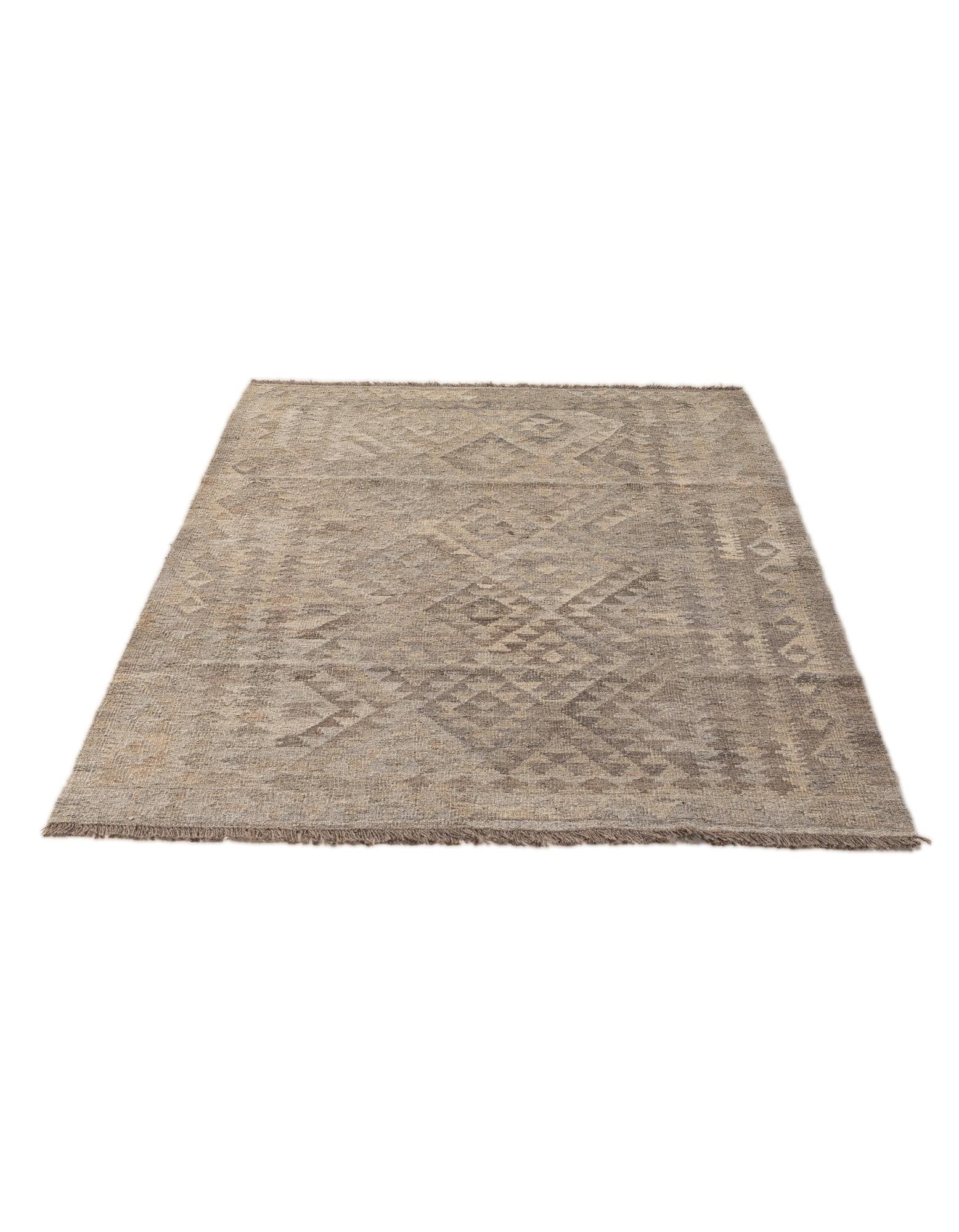 4' x 5' 9 Hand Woven Kilim Maymana Wool Rug
