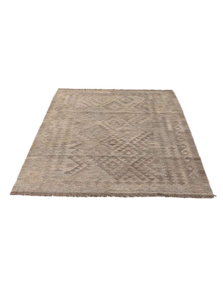 4' x 5' 9 Hand Woven Kilim Maymana Wool Rug