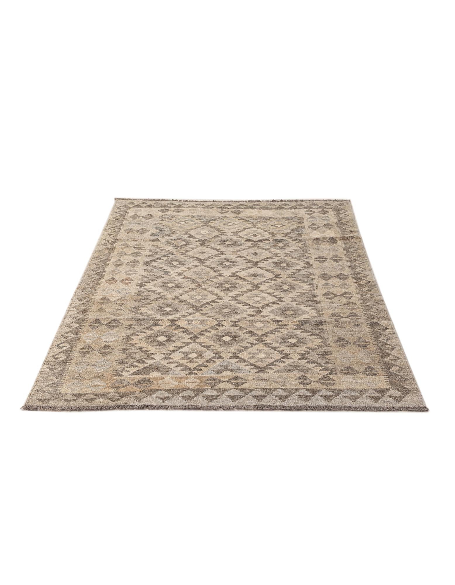 3' 11 x 6' Hand Woven Kilim Maymana Wool Rug