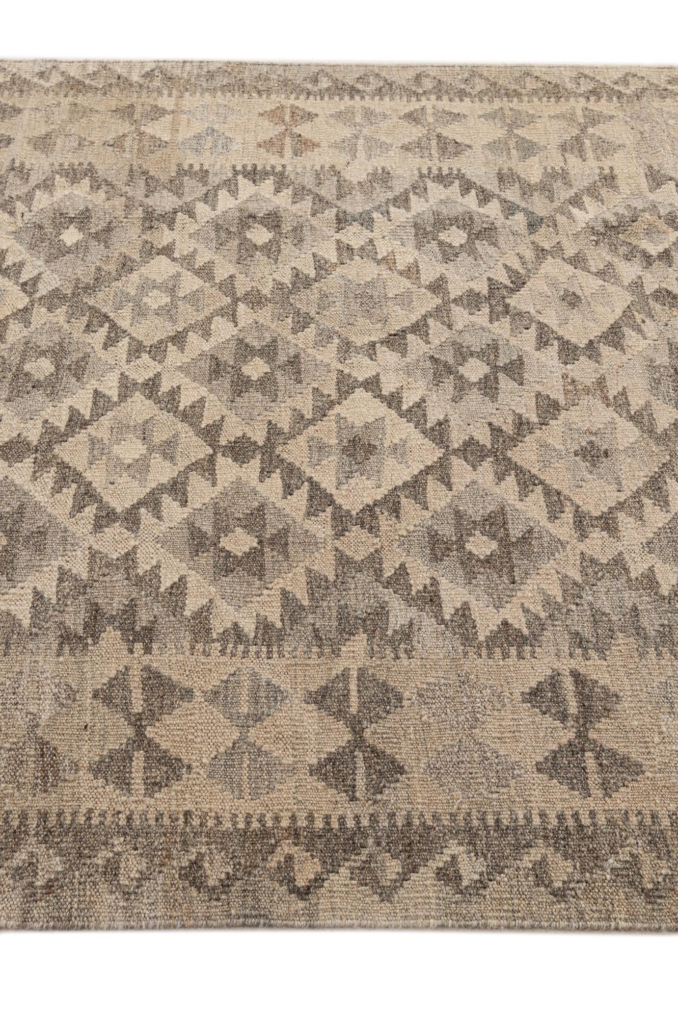 3' 11 x 6' Hand Woven Kilim Maymana Wool Rug