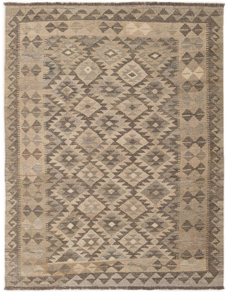 Detail image of 3' 11 x 6' Hand Woven Kilim Maymana Wool Rug
