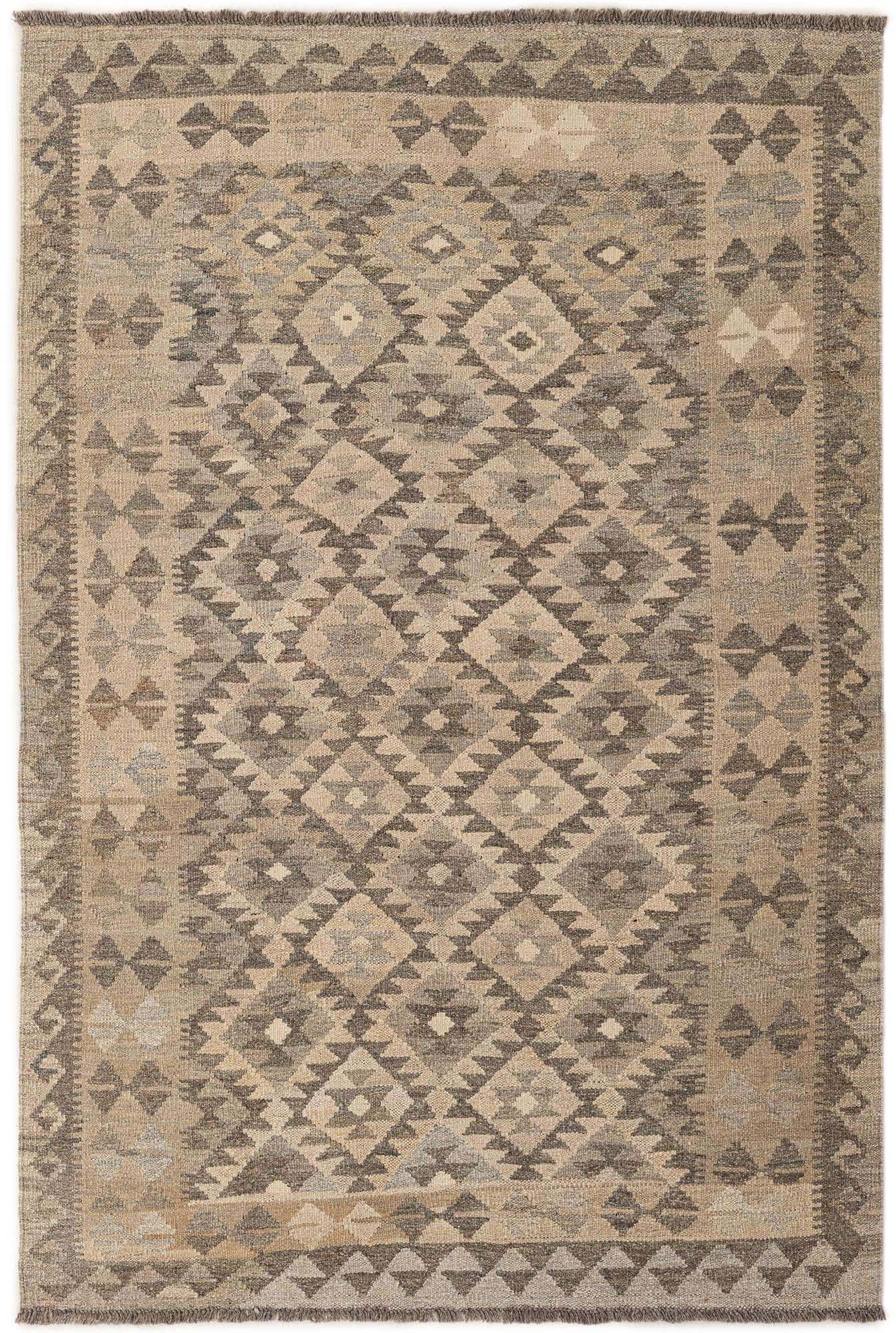 3' 11 x 6' Hand Woven Kilim Maymana Wool Rug