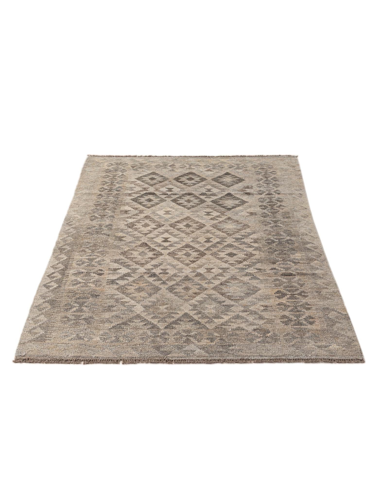 4' 1 x 6' Hand Woven Kilim Maymana Wool Rug