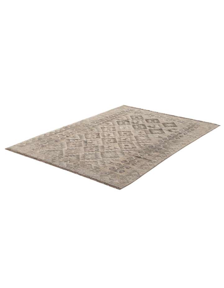 4' 1 x 6' Hand Woven Kilim Maymana Wool Rug