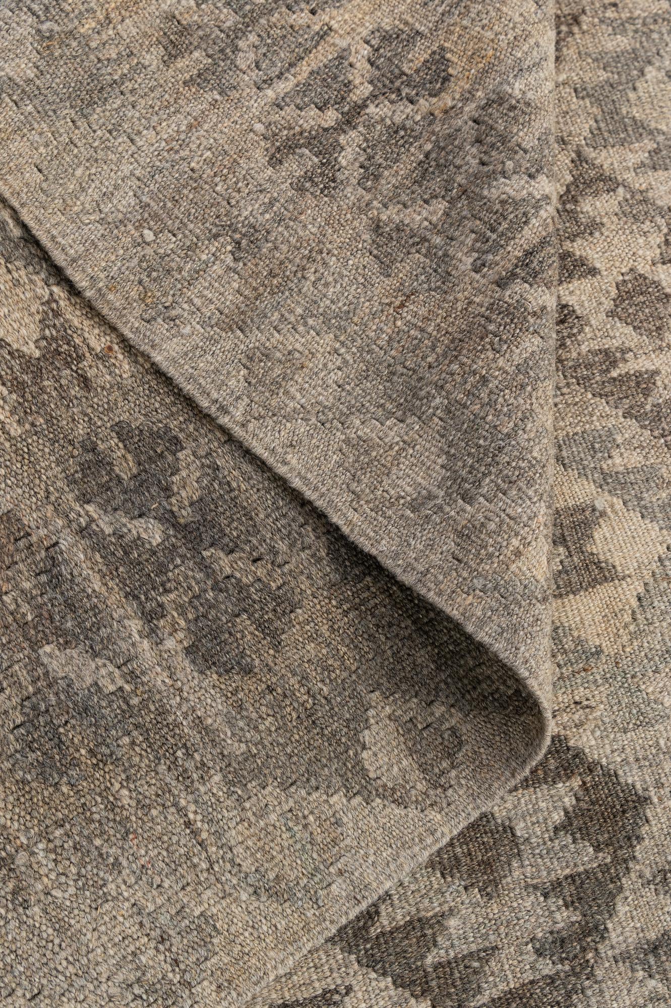 4' 1 x 6' Hand Woven Kilim Maymana Wool Rug