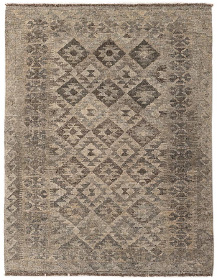 Detail image of 4' 1 x 6' Hand Woven Kilim Maymana Wool Rug