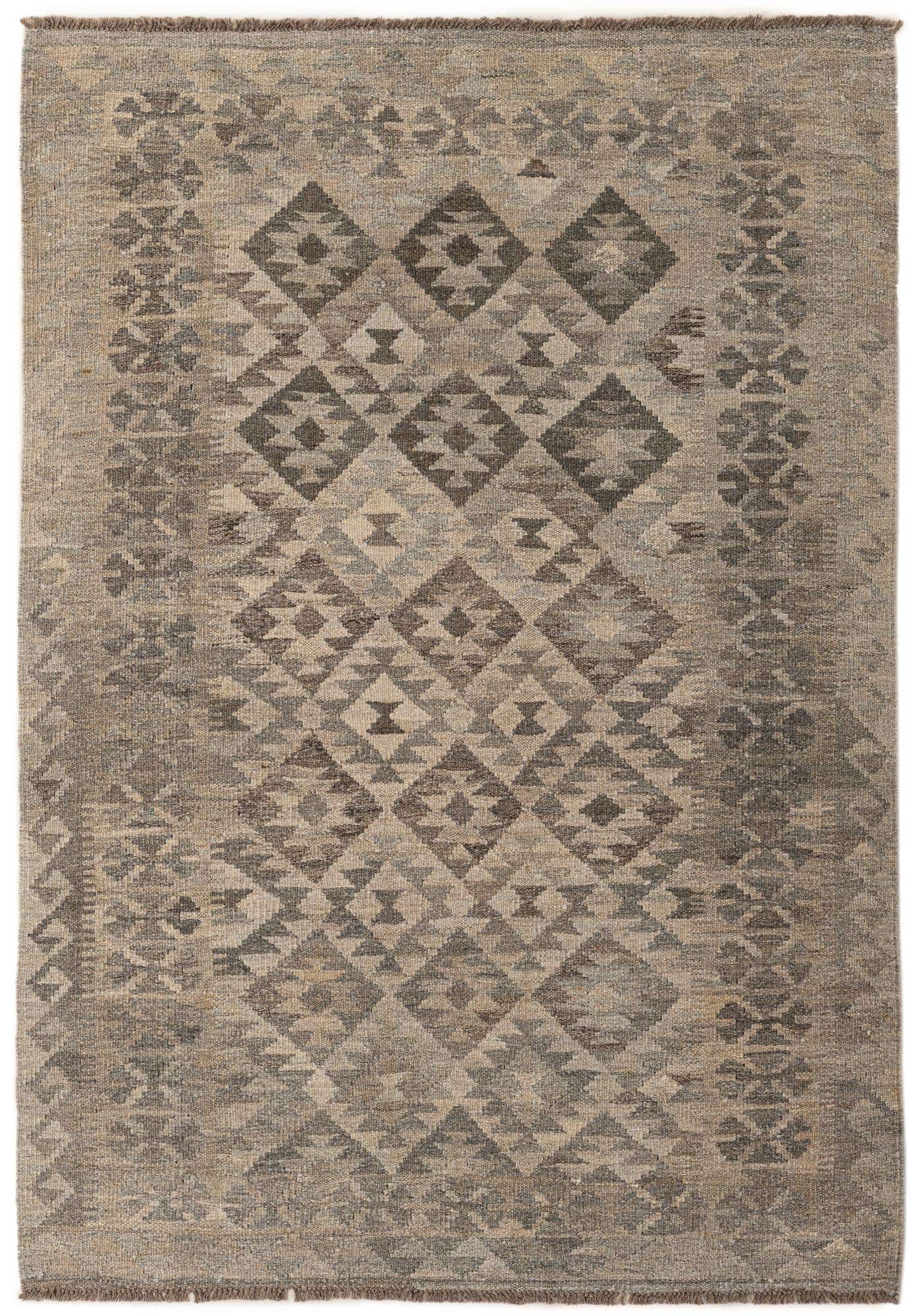 4' 1 x 6' Hand Woven Kilim Maymana Wool Rug