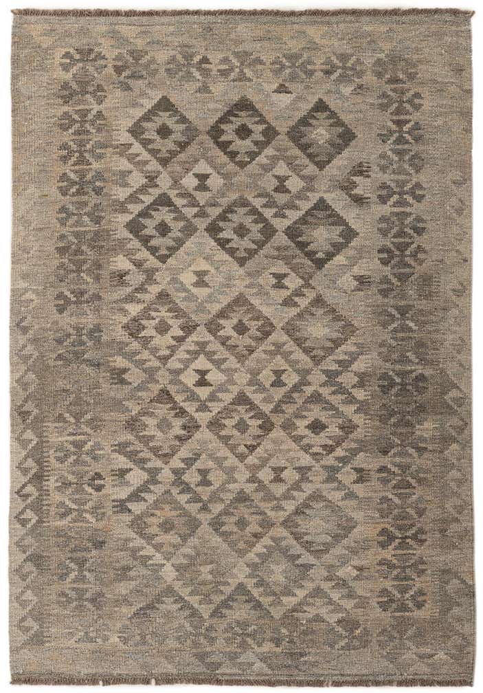 4' 1 x 6' Hand Woven Kilim Maymana Wool Rug