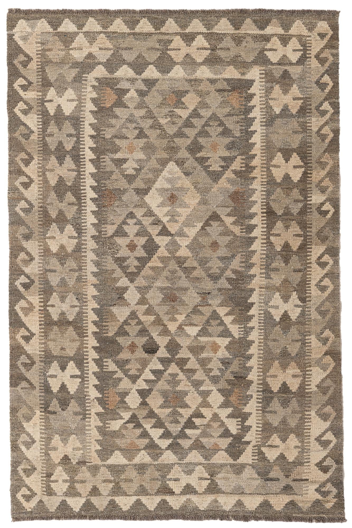 4' x 6' Hand Knotted Kilim Maymana Wool Rug