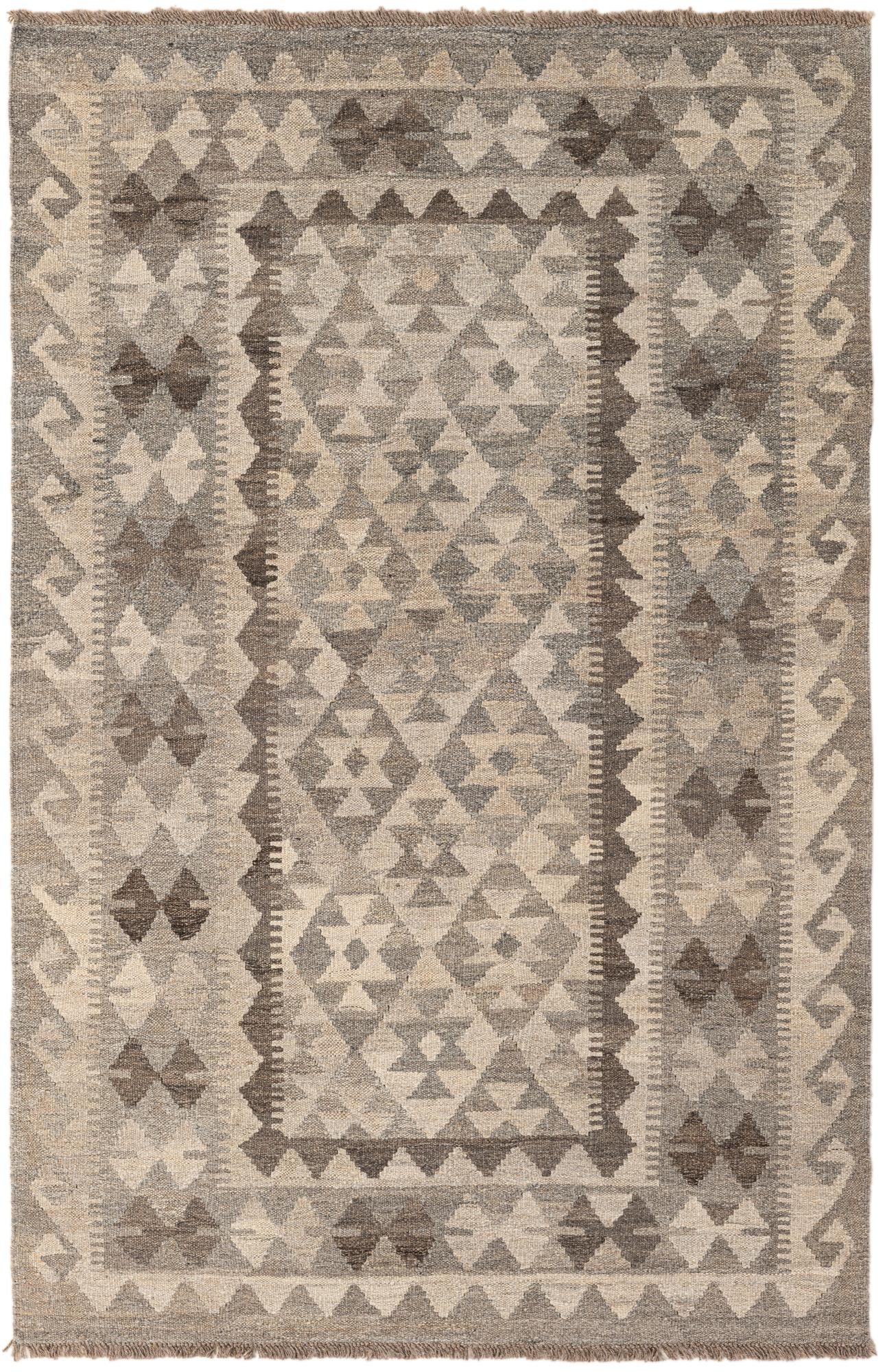 3' 11 x 6' Hand Woven Kilim Maymana Wool Rug