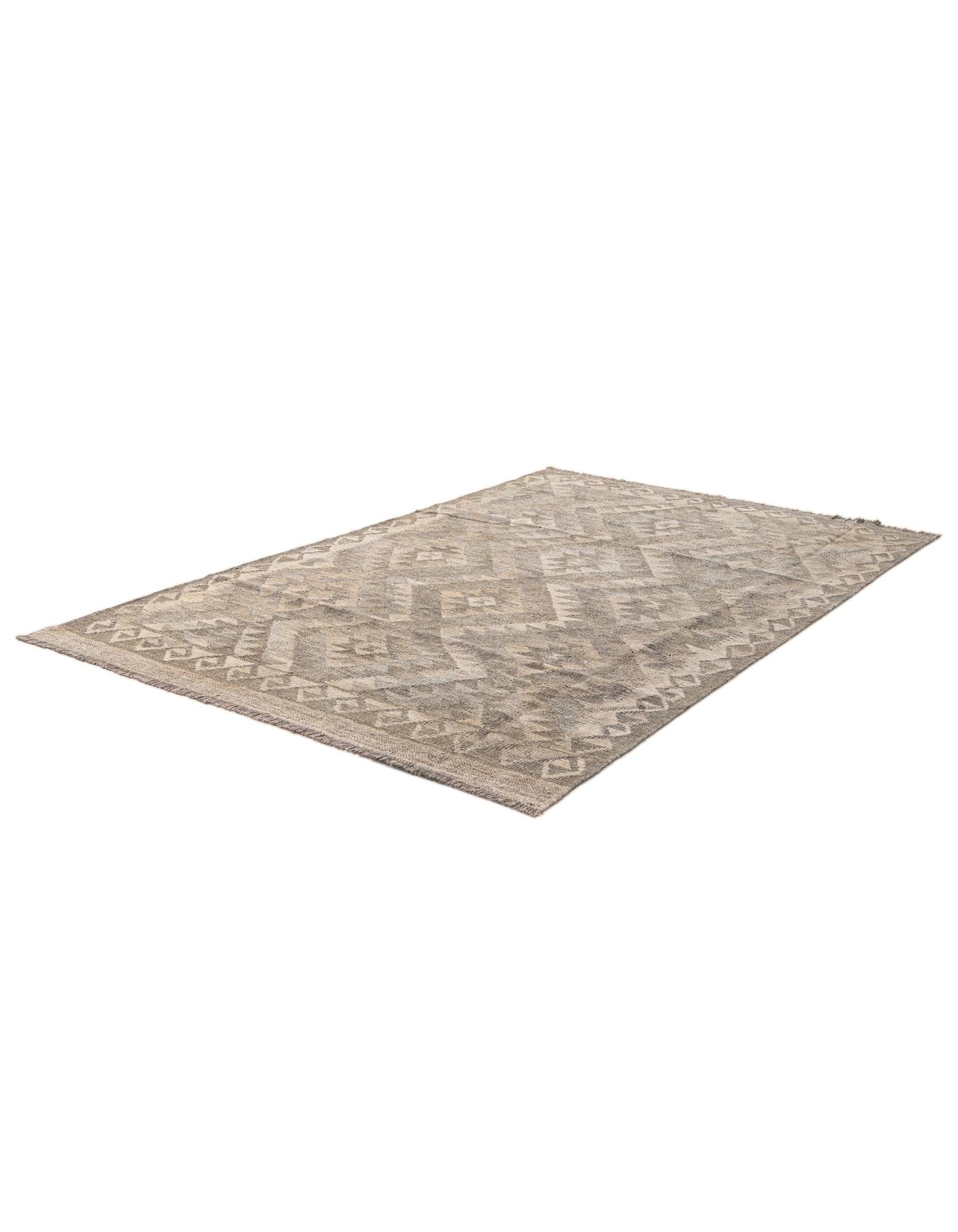 4' x 6' Hand Woven Kilim Maymana Wool Rug