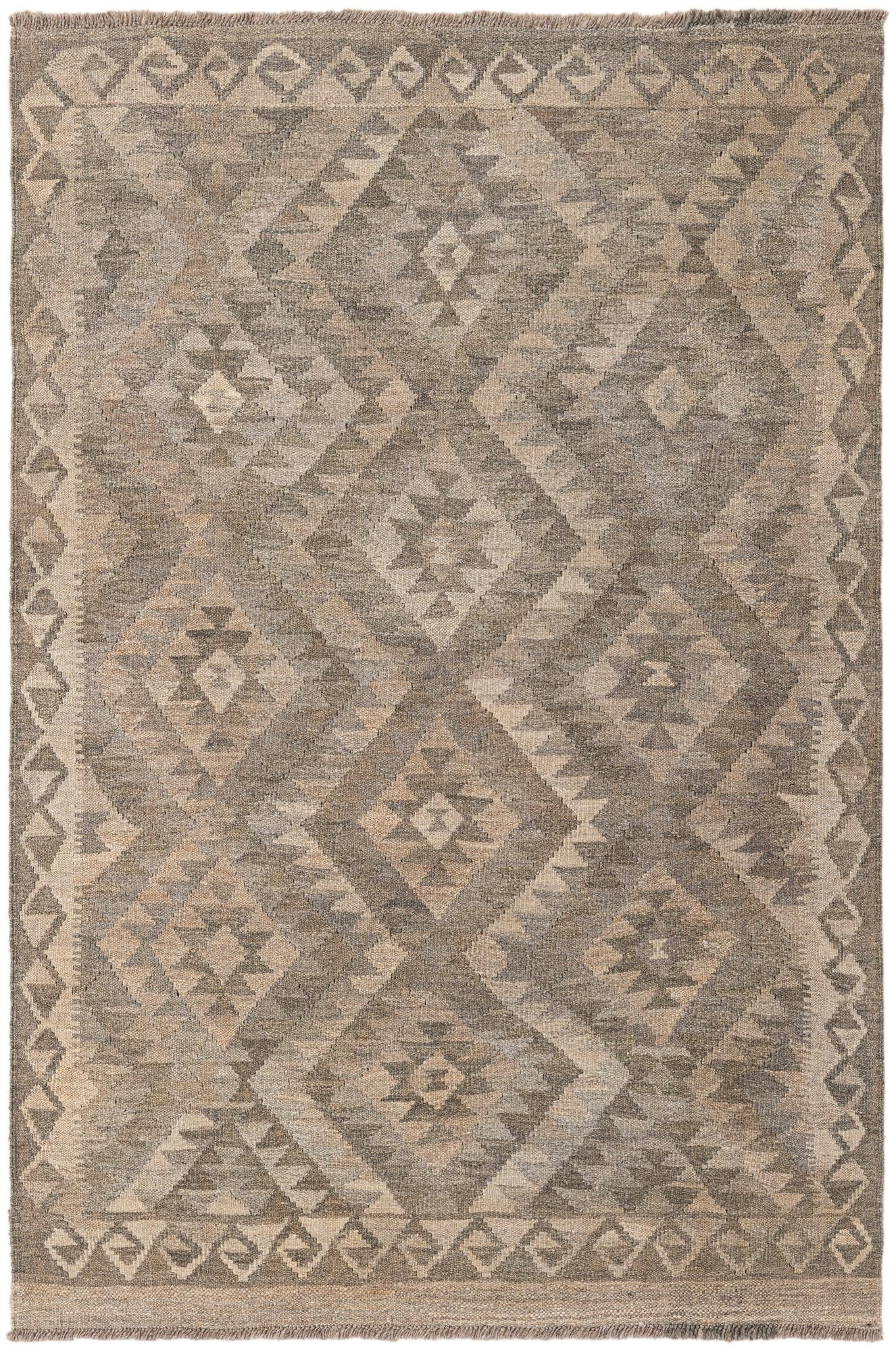 4' x 6' Hand Woven Kilim Maymana Wool Rug