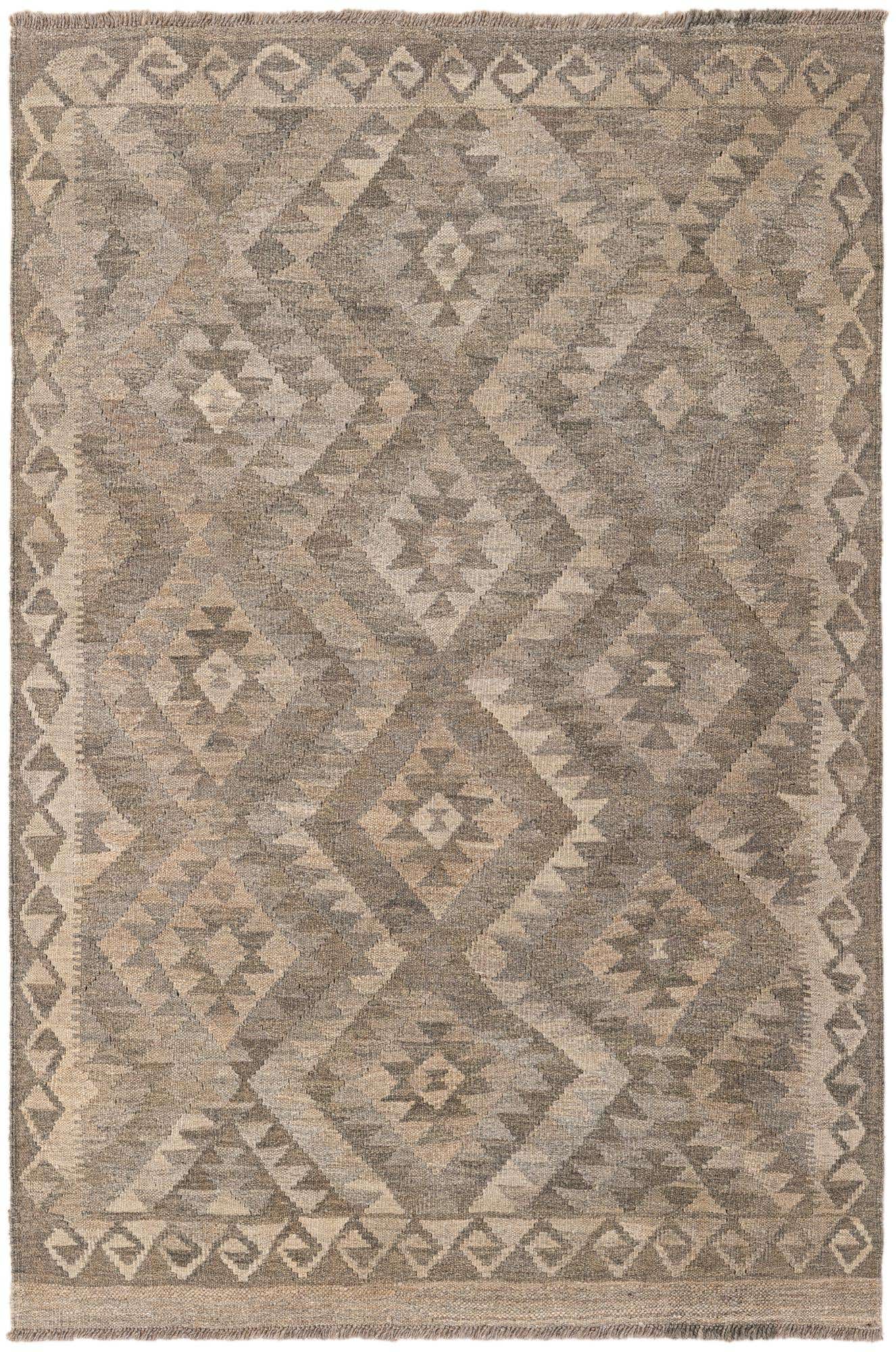 4' x 6' Hand Woven Kilim Maymana Wool Rug