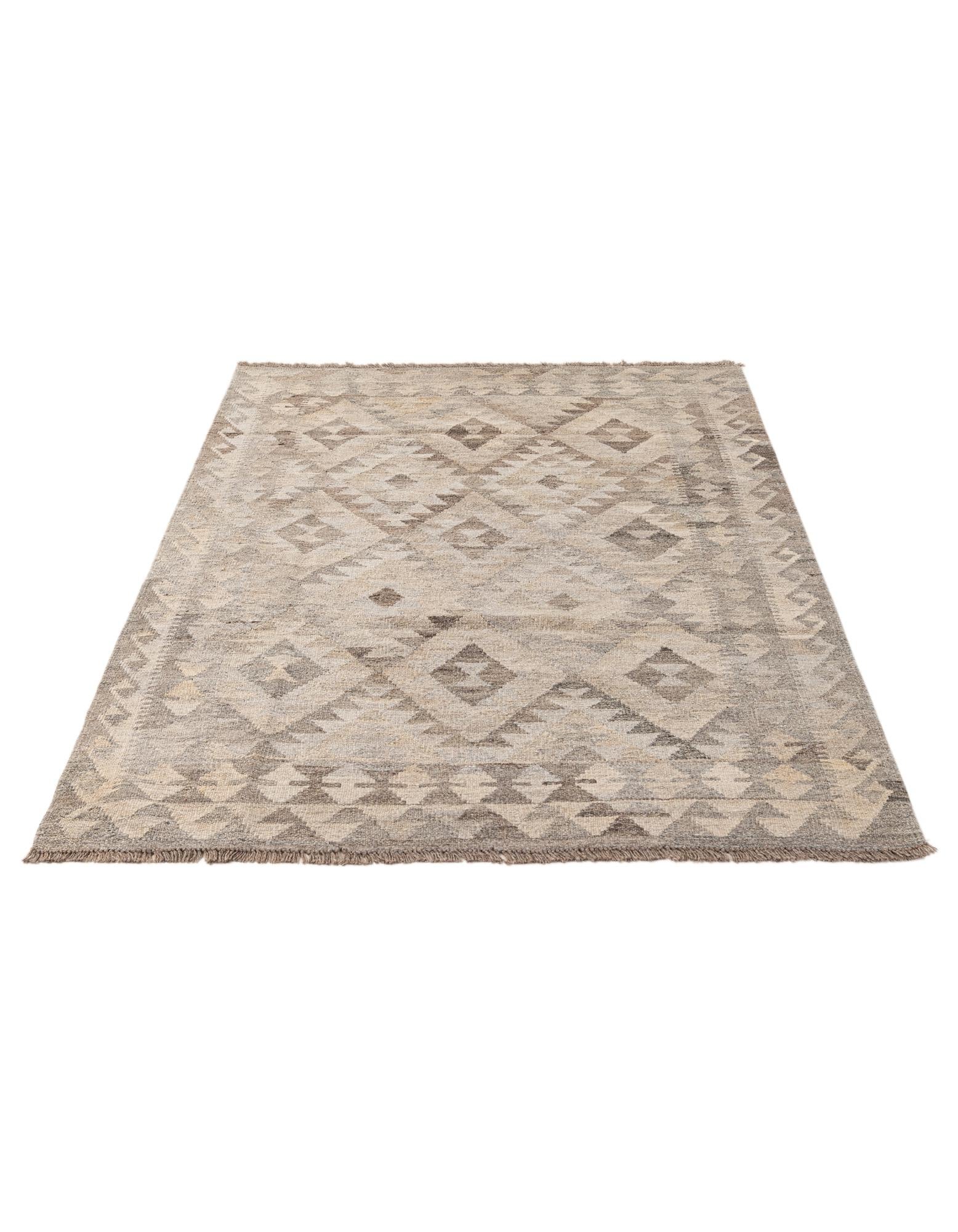 4' x 5' 9 Hand Woven Kilim Maymana Wool Rug