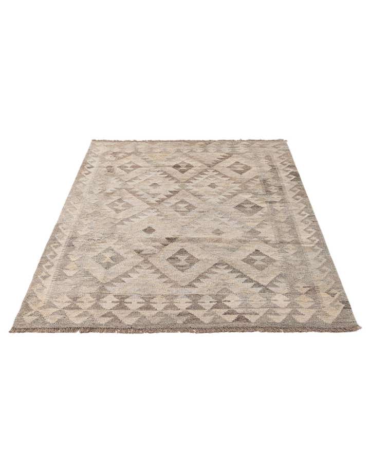 4' x 5' 9 Hand Woven Kilim Maymana Wool Rug