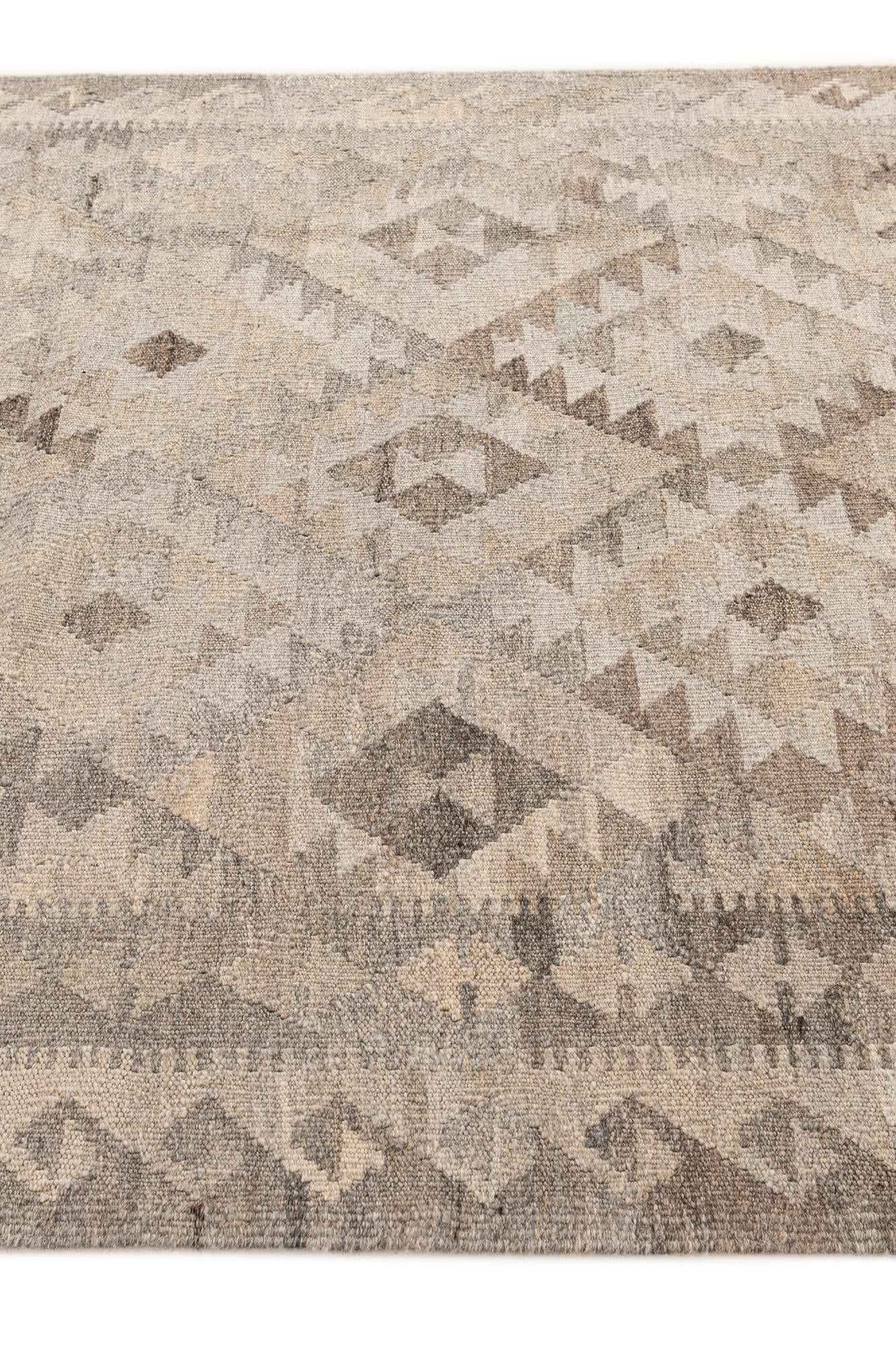 4' x 5' 9 Hand Woven Kilim Maymana Wool Rug