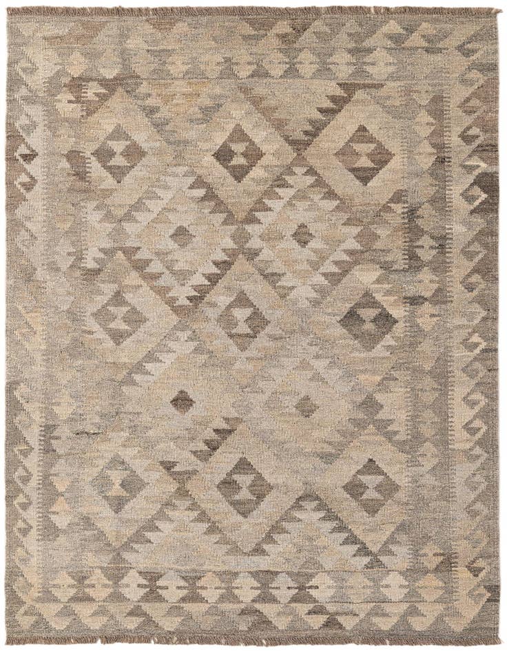 Detail image of 4' x 5' 9 Hand Woven Kilim Maymana Wool Rug